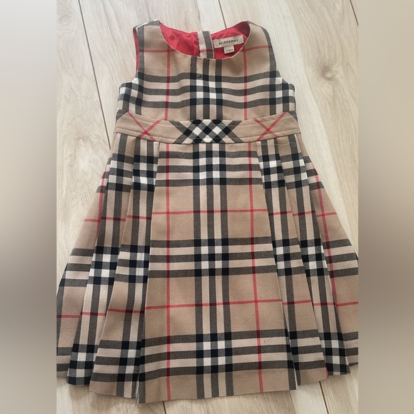 Burberry Baby Dress with Plaid Children 2T 2Y Brown Beige Black sleeveless